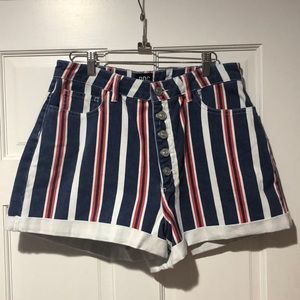High Waisted Red White and Blue Jean Shorts